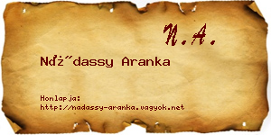 Nádassy Aranka névjegykártya